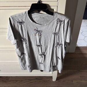 J. Crew Gray Top with Bow Pattern